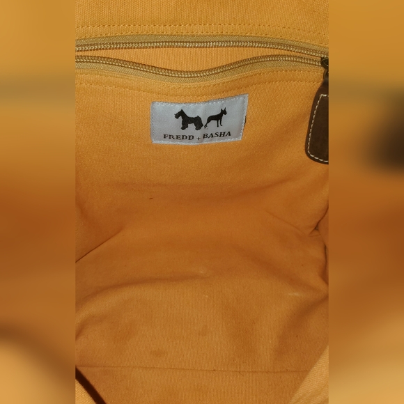 Fredd + Basha Purse/bag Canvas Leather Large Roomy 17X14.5 in - Picture 8 of 12